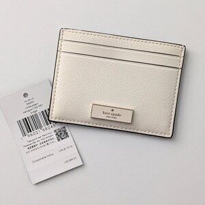 NWT kate spade Bridget Crinkle Patent Small Slim Card Holder, Meringue